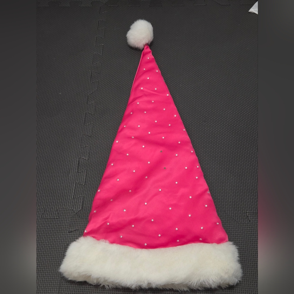Festive Pink Santa Hat with White Trim